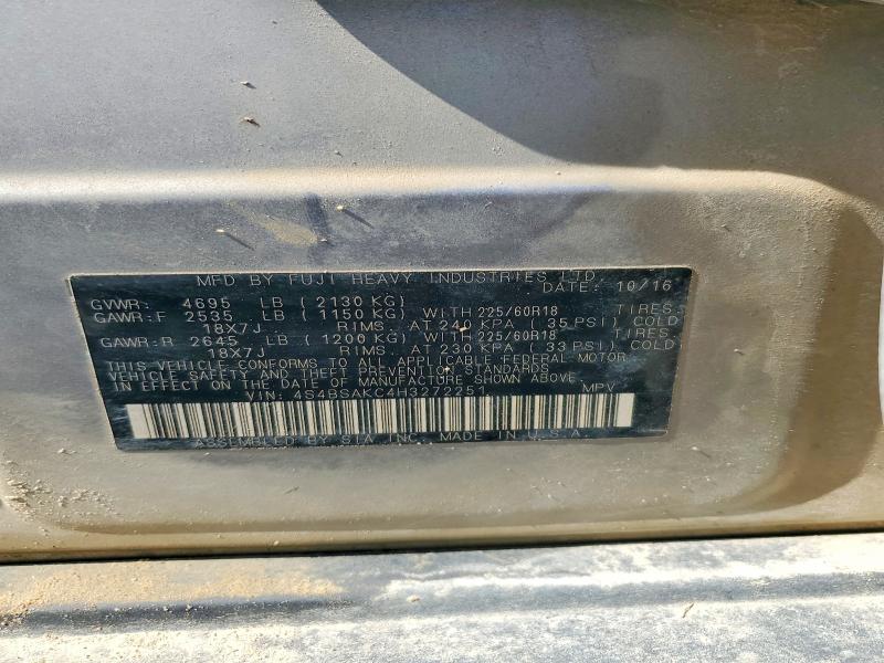 Aukcja sprzedaży 2017 Subaru Outback, vin: 4S4BSAKC4H3272251, numer aukcji: 67309386
