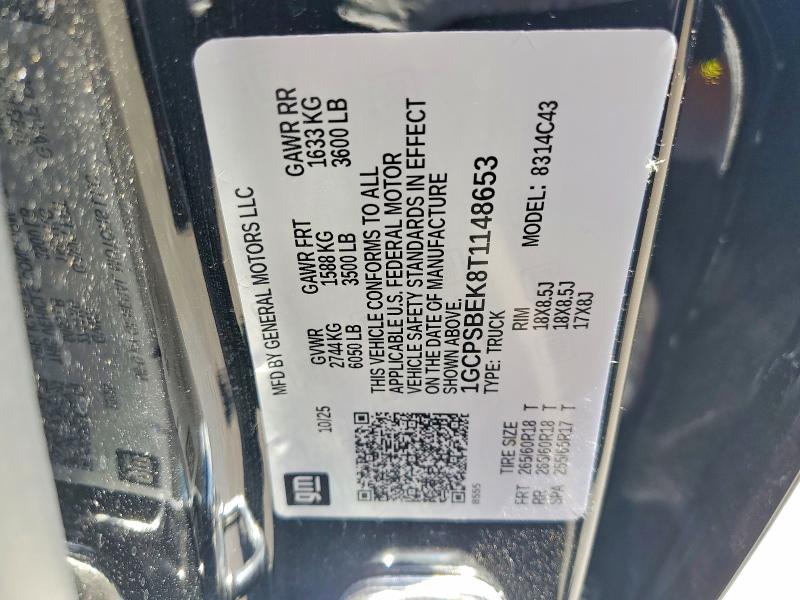Aukcja sprzedaży 2026 Chevrolet Colorado, vin: 1GCPSBEK8T1148653, numer aukcji: 65148206