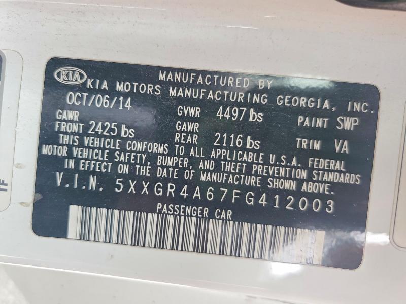 64500506 :رقم المزاد ، 5XXGR4A67FG412003 vin ، 2015 Kia Optima مزاد بيع