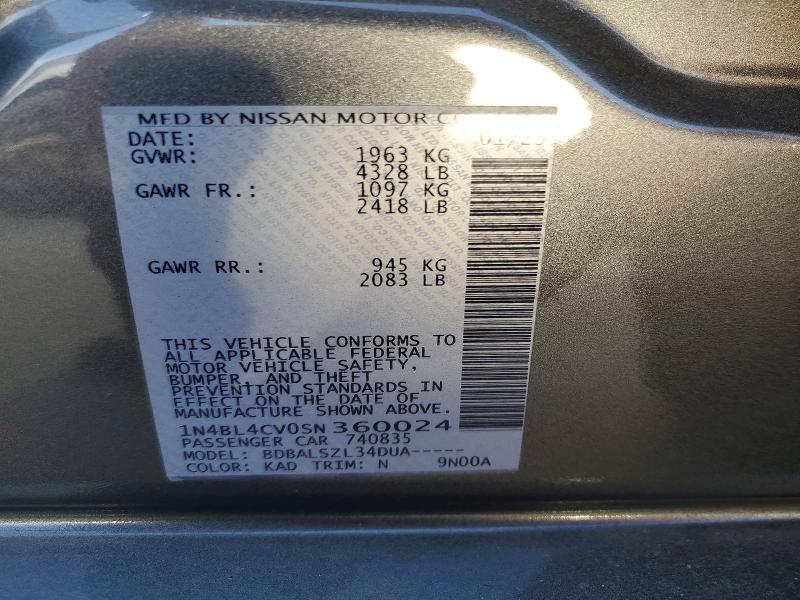 Продаж на аукціоні авто 2025 Nissan Altima, vin: 1N4BL4CV0SN360024, номер лоту: 65818176