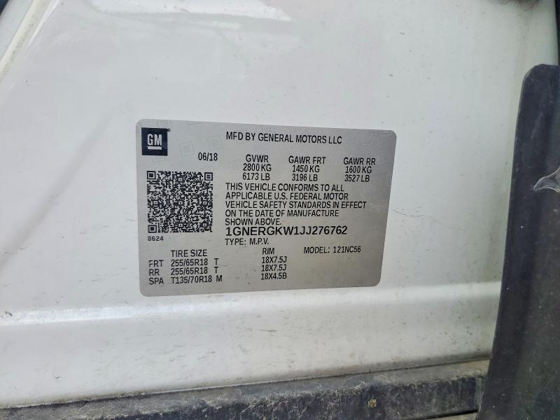 2018 Chevrolet Traverse მანქანა იყიდება აუქციონზე, vin: 1GNERGKW1JJ276762, აუქციონის ნომერი: 65214916