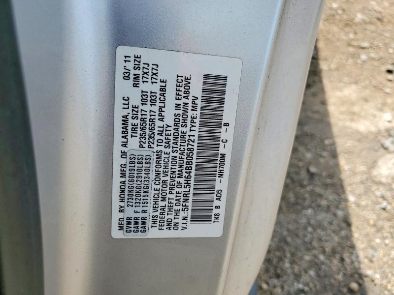 64029006 :رقم المزاد ، 5FNRL5H64BB058721 vin ، 2011 Honda Odyssey مزاد بيع