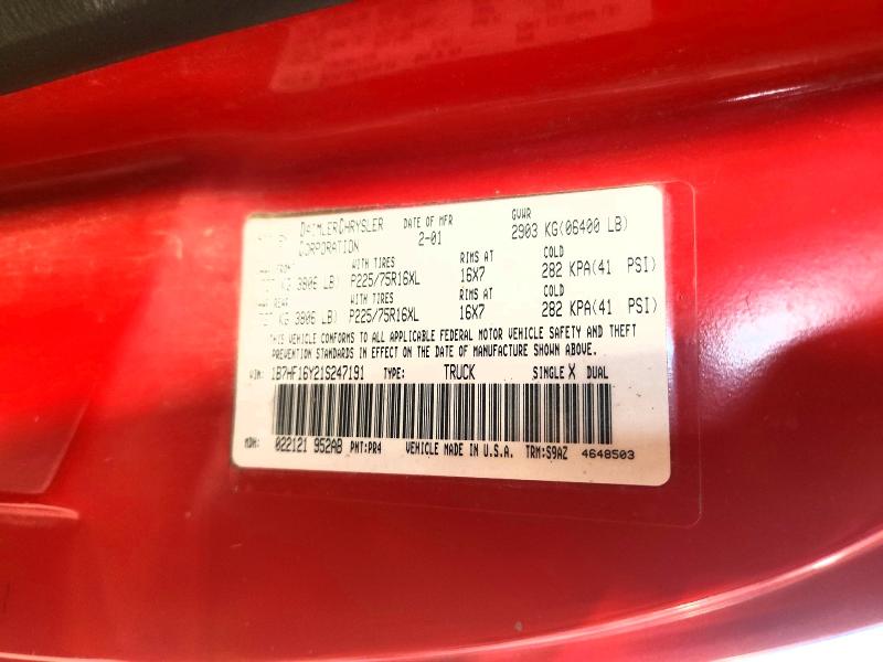 Aukcja sprzedaży 2001 Dodge Ram 1500, vin: 1B7HF16Y21S247191, numer aukcji: 62514966