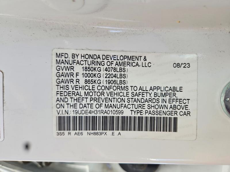 65131566 :رقم المزاد ، 19UDE4H31RA010599 vin ، 2024 Acura Integra مزاد بيع