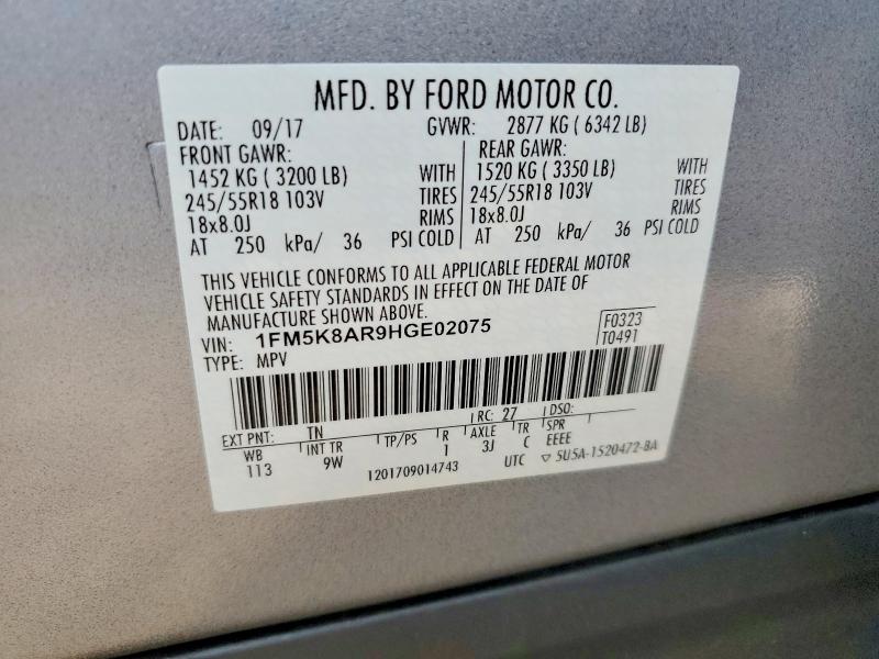Aukcja sprzedaży 2017 Ford Explorer, vin: 1FM5K8AR9HGE02075, numer aukcji: 62741926