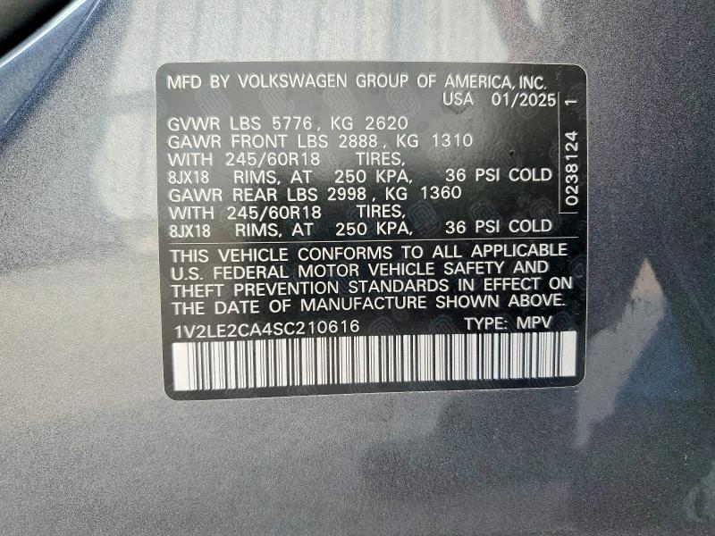 Продажа на аукционе авто 2025 Volkswagen Atlas Cross Sport, vin: 1V2LE2CA4SC210616, номер лота: 63985016