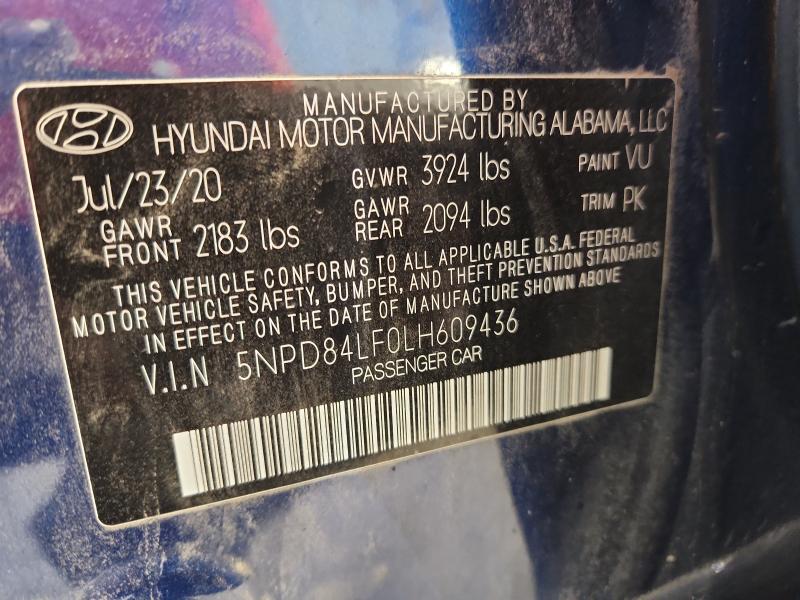 63601126 :رقم المزاد ، 5NPD84LF0LH609436 vin ، 2020 Hyundai Elantra مزاد بيع