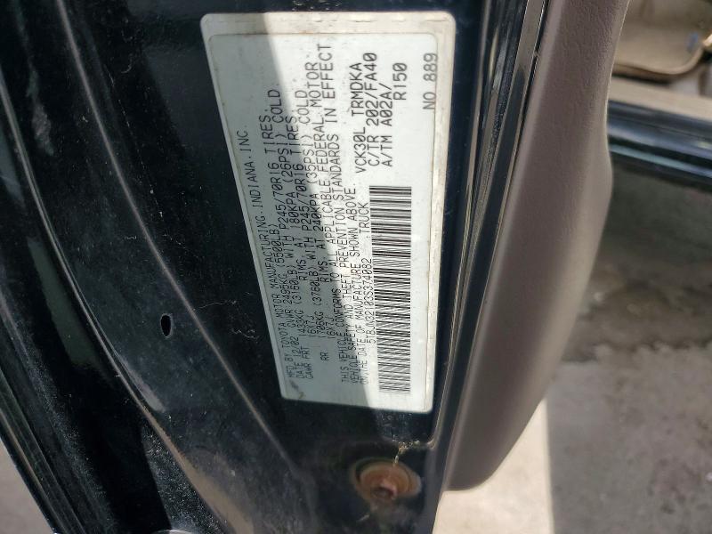 2003 Toyota Tundra მანქანა იყიდება აუქციონზე, vin: 5TBJN32103S374082, აუქციონის ნომერი: 63781076