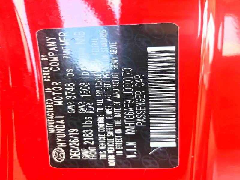 2020 Hyundai Veloster მანქანა იყიდება აუქციონზე, vin: KMHTG6AF9LU030170, აუქციონის ნომერი: 66042146