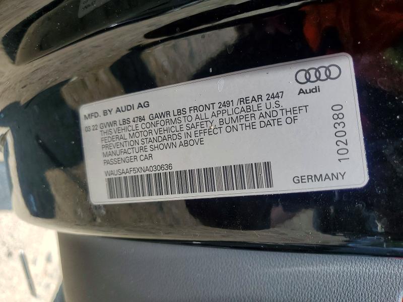 Aukcja sprzedaży 2022 Audi A5, vin: WAUSAAF5XNA030636, numer aukcji: 64545946