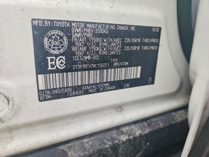 66432996 :رقم المزاد ، 2T3R1RFV7MC156051 vin ، 2021 Toyota Rav4 مزاد بيع