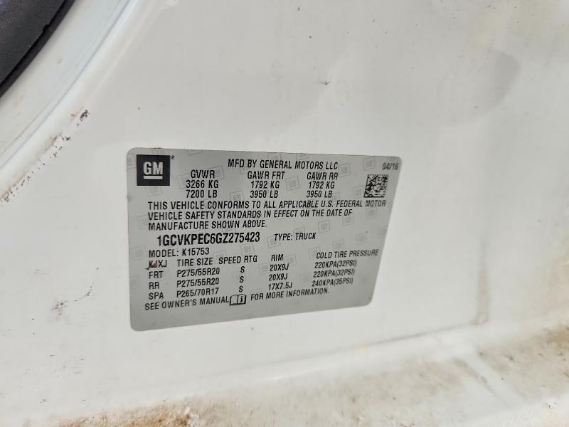 Auction sale of the 2016 Chevrolet Silverado, vin: 1GCVKPEC6GZ275423, lot number: 62992656