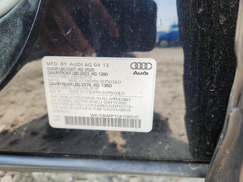 Aukcja sprzedaży 2012 Audi Q5, vin: WA1DKAFP1CA108545, numer aukcji: 64582506