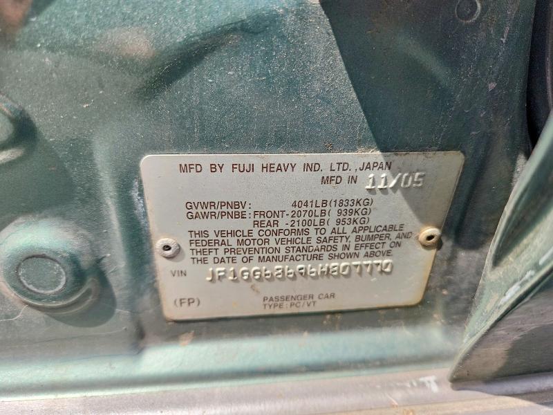 65528796 :رقم المزاد ، JF1GG68696H807770 vin ، 2006 Subaru Impreza مزاد بيع
