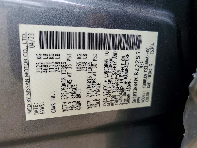 65401016 :رقم المزاد ، 5N1BT3BB4PC822255 vin ، 2023 Nissan Rogue مزاد بيع