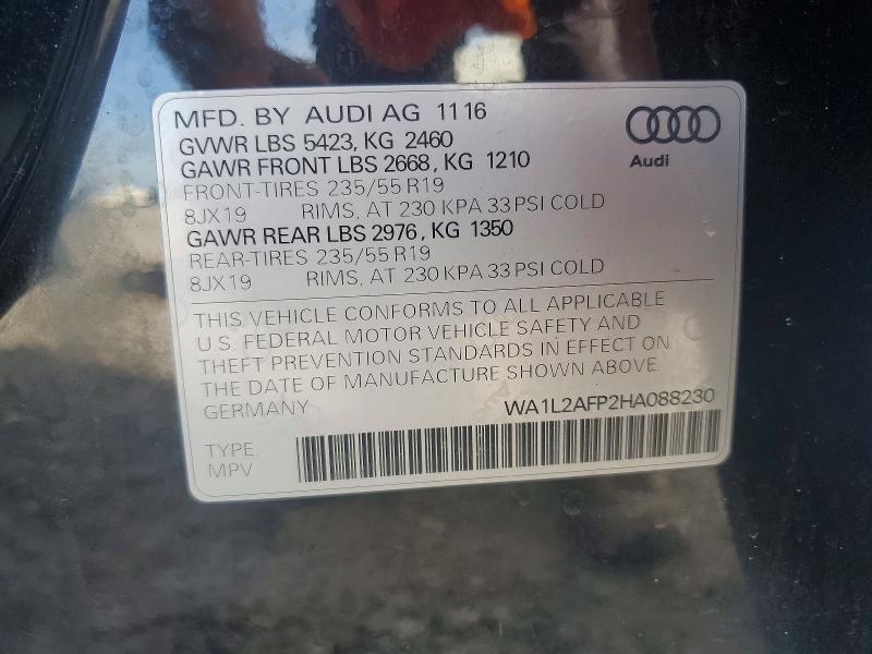Aukcja sprzedaży 2017 Audi Q5, vin: WA1L2AFP2HA088230, numer aukcji: 66047486