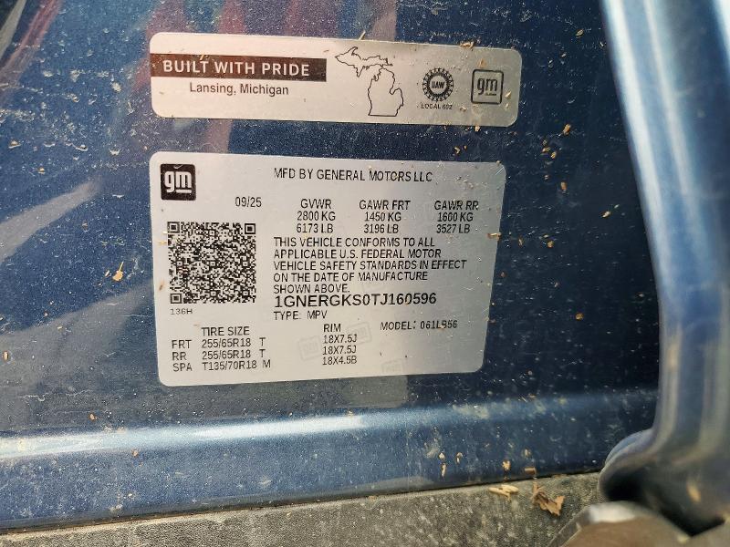 67101916 :رقم المزاد ، 1GNERGKS0TJ160596 vin ، 2026 Chevrolet Traverse مزاد بيع
