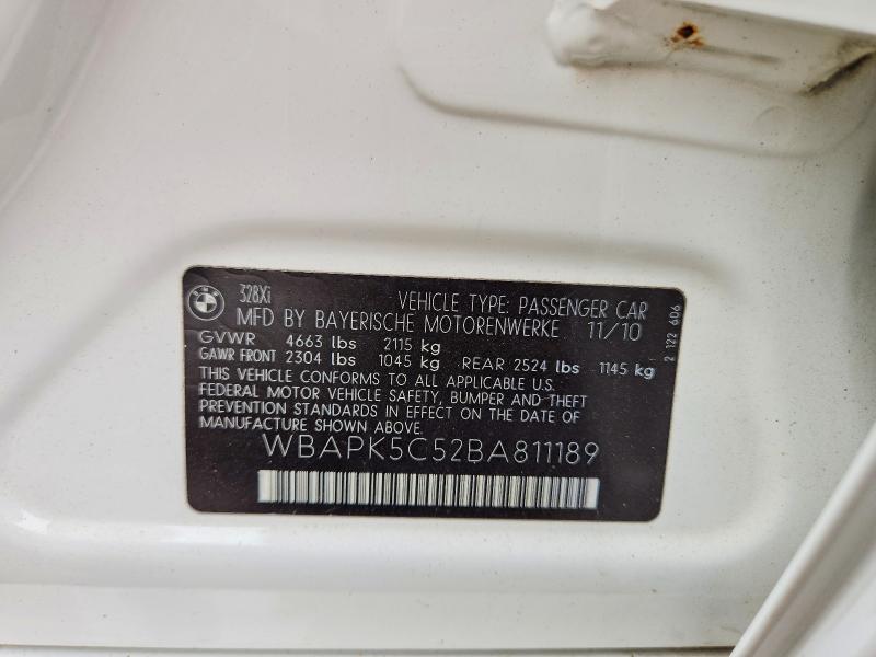 66185206 :رقم المزاد ، WBAPK5C52BA811189 vin ، 2011 Bmw 328 مزاد بيع