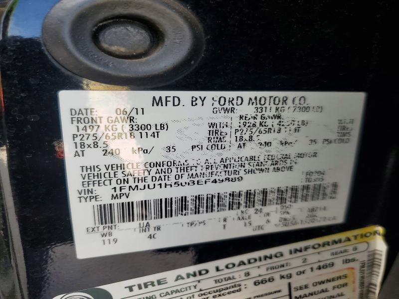 Продаж на аукціоні авто 2011 Ford Expedition, vin: 1FMJU1H50BEF49889, номер лоту: 66486496