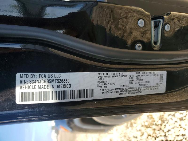 Продаж на аукціоні авто 2021 Jeep Compass, vin: 3C4NJCBB5MT526880, номер лоту: 65874986