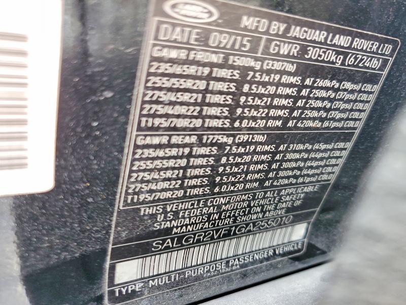 63845946 :رقم المزاد ، SALGR2VF1GA255010 vin ، 2016 Land Rover Range Rover مزاد بيع