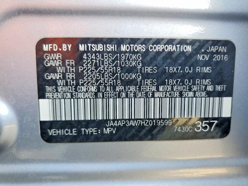 Aukcja sprzedaży 2017 Mitsubishi Outlander Sport, vin: JA4AP3AW7HZ019599, numer aukcji: 62391826