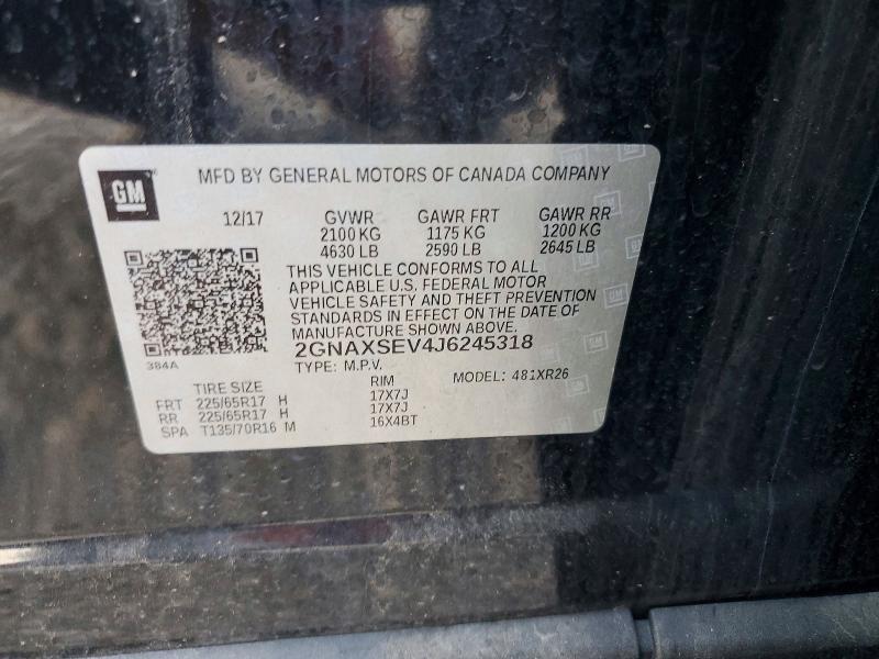 66035956 :رقم المزاد ، 2GNAXSEV4J6245318 vin ، 2018 Chevrolet Equinox مزاد بيع