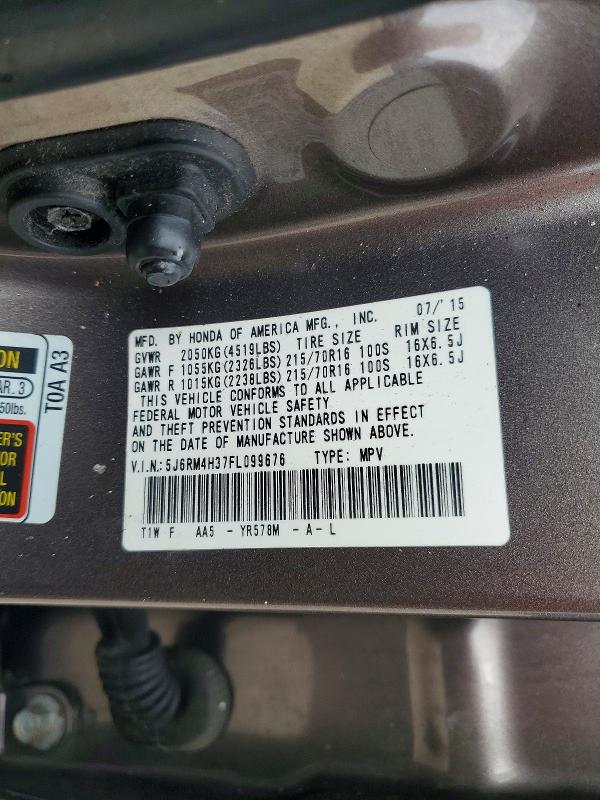 Продажа на аукционе авто 2015 Honda Cr-v, vin: 5J6RM4H37FL099676, номер лота: 66315596