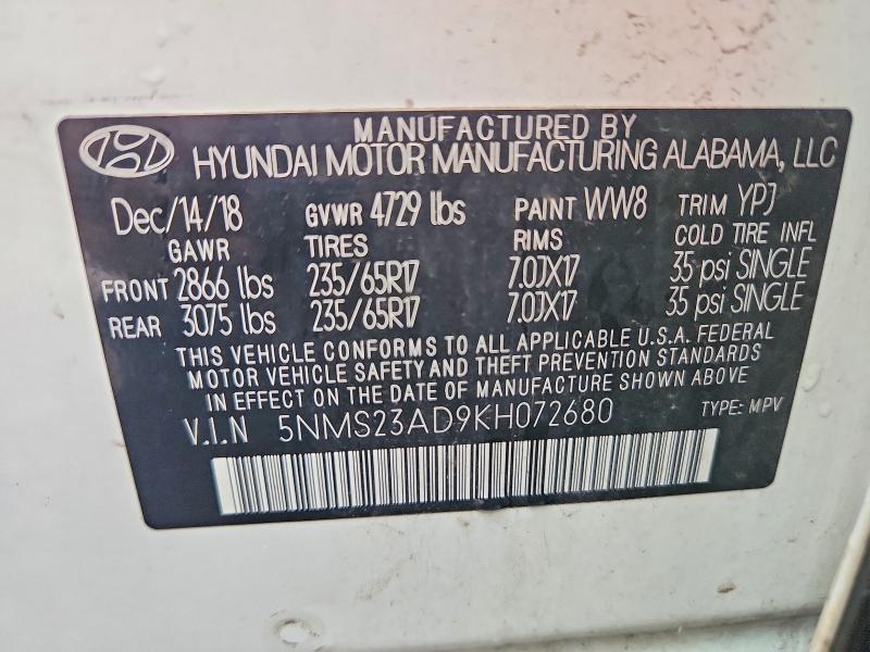 Продажа на аукционе авто 2019 Hyundai Santa Fe, vin: 5NMS23AD9KH072680, номер лота: 64662036