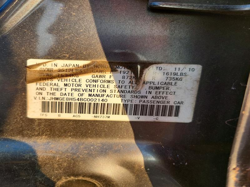 Aukcja sprzedaży 2011 Honda Fit, vin: JHMGE8H54BC002140, numer aukcji: 64661906