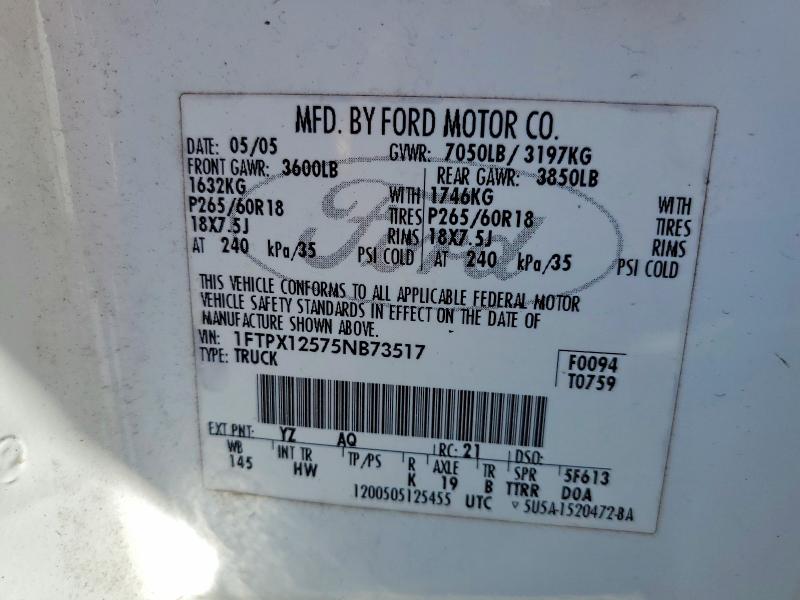 64820426 :رقم المزاد ، 1FTPX12575NB73517 vin ، 2005 Ford F-150 مزاد بيع