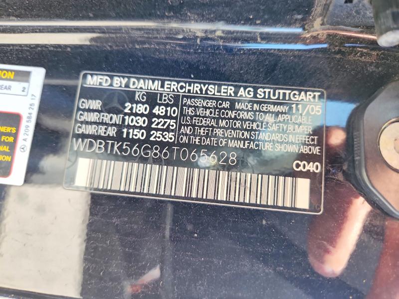 Продажа на аукционе авто 2006 Mercedes-benz Clk, vin: WDBTK56G86T065628, номер лота: 66226236