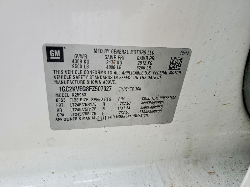 Aukcja sprzedaży 2015 Chevrolet Silverado, vin: 1GC2KVEG8FZ507027, numer aukcji: 64565186