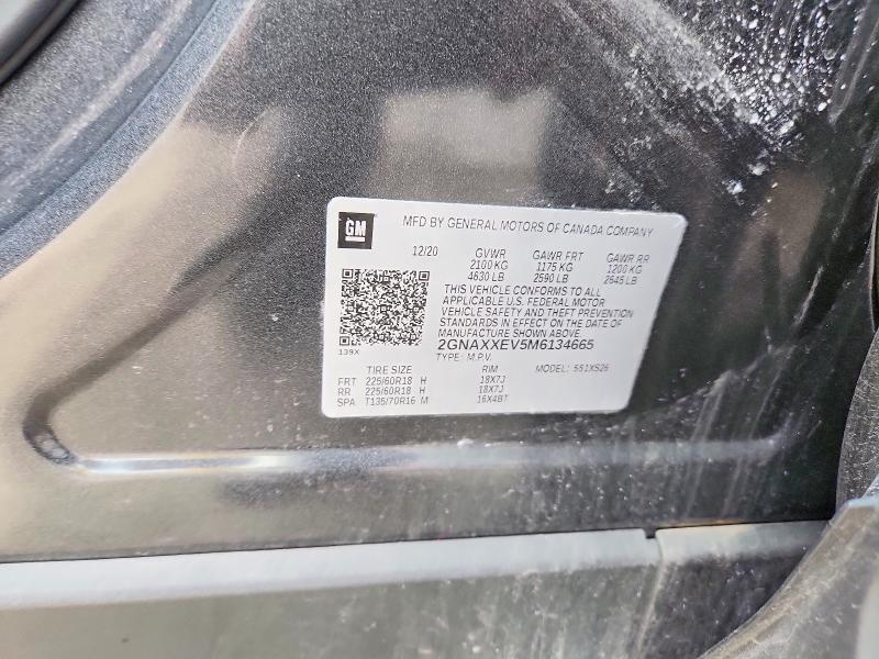 2021 Chevrolet Equinox მანქანა იყიდება აუქციონზე, vin: 2GNAXXEV5M6134665, აუქციონის ნომერი: 65456136