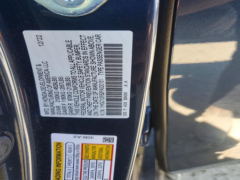 65886056 :رقم المزاد ، 1HGCY2F82PA000151 vin ، 2023 Honda Accord مزاد بيع