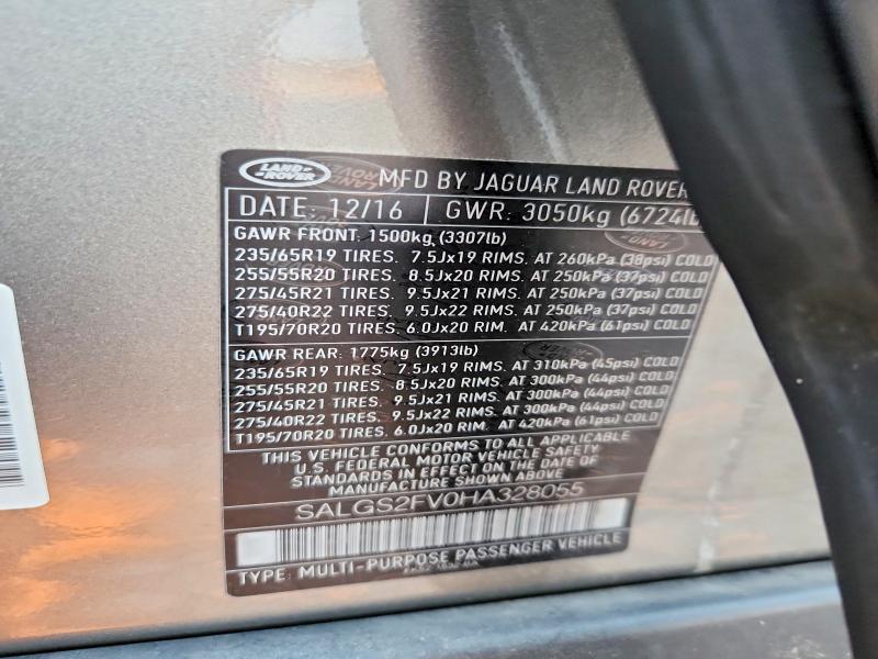 66827796 :رقم المزاد ، SALGS2FV0HA328055 vin ، 2017 Land Rover Range Rover مزاد بيع