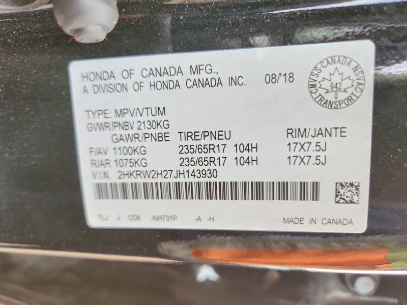 Auction sale of the 2018 Honda Cr-v, vin: 2HKRW2H27JH143930, lot number: 64373936