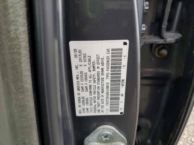63762566 :رقم المزاد ، 1HGCP26448A148819 vin ، 2008 Honda Accord مزاد بيع