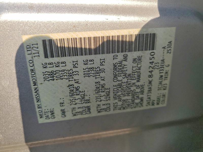 Продаж на аукціоні авто 2021 Nissan Rogue, vin: 5N1AT3BA5MC842450, номер лоту: 63752756
