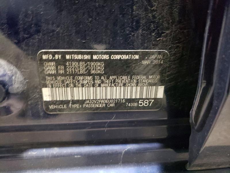Aukcja sprzedaży 2014 Mitsubishi Lancer, vin: JA32V2FW3EU021716, numer aukcji: 63890966