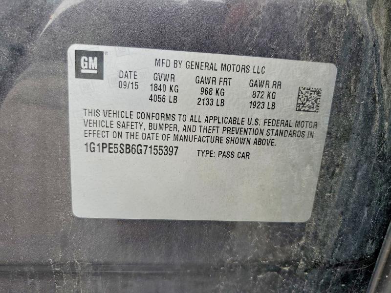 64208466 :رقم المزاد ، 1G1PE5SB6G7155397 vin ، 2016 Chevrolet Cruze Limited مزاد بيع