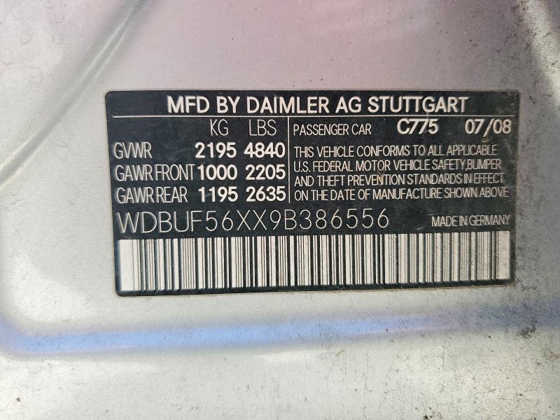 Aukcja sprzedaży 2009 Mercedes-benz E, vin: WDBUF56XX9B386556, numer aukcji: 65439146