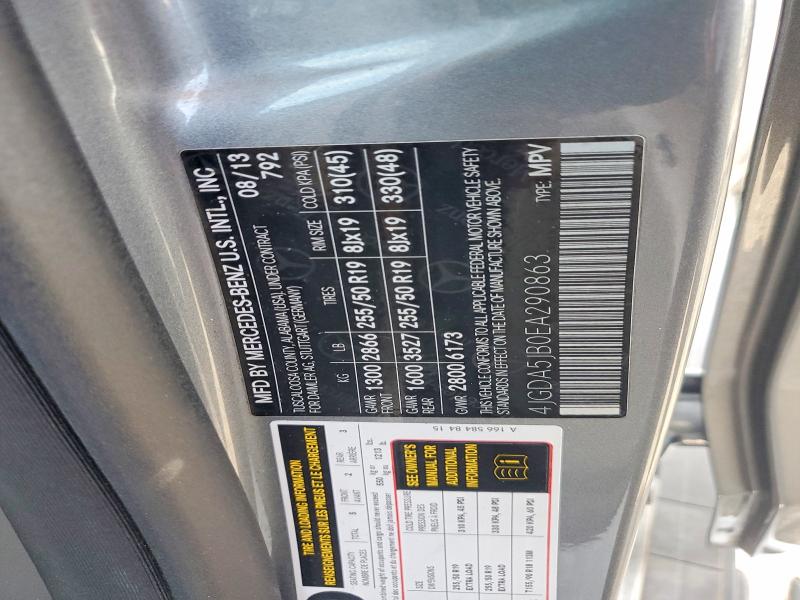 2014 Mercedes-benz Ml მანქანა იყიდება აუქციონზე, vin: 4JGDA5JB0EA290863, აუქციონის ნომერი: 65999106