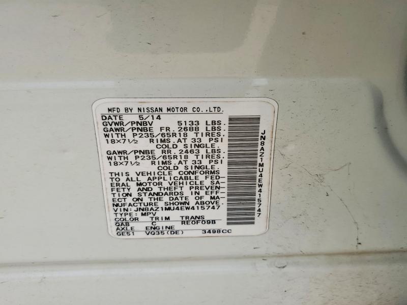 Aukcja sprzedaży 2014 Nissan Murano, vin: JN8AZ1MU4EW415747, numer aukcji: 63715486