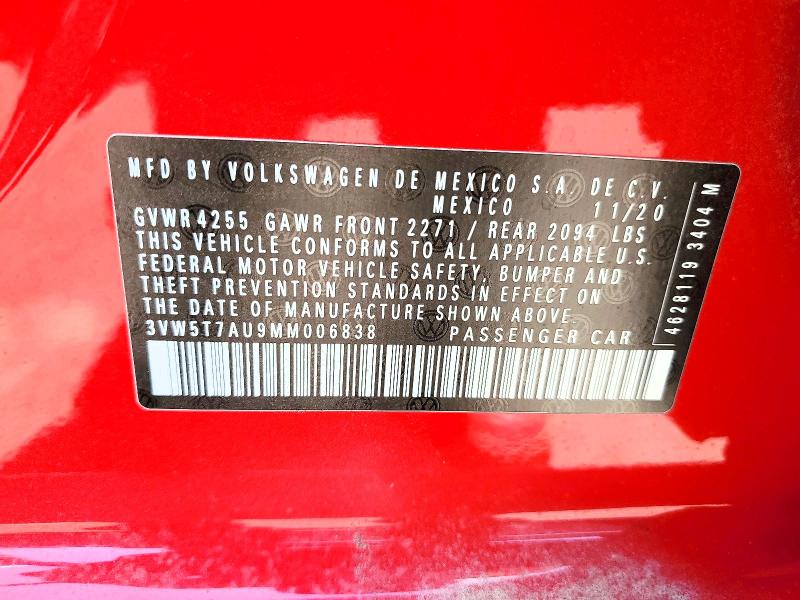 Auction sale of the 2021 Volkswagen Gti, vin: 3VW5T7AU9MM006838, lot number: 65574896