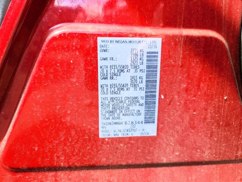 66060776 :رقم المزاد ، 5N1DR2MM6HC628344 vin ، 2017 Nissan Pathfinder مزاد بيع