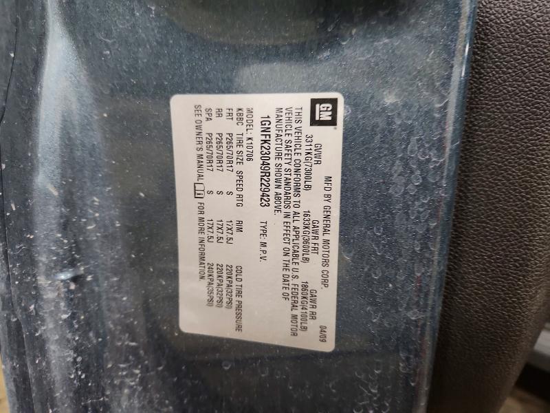 2009 Chevrolet Tahoe მანქანა იყიდება აუქციონზე, vin: 1GNFK23049R229423, აუქციონის ნომერი: 63945366