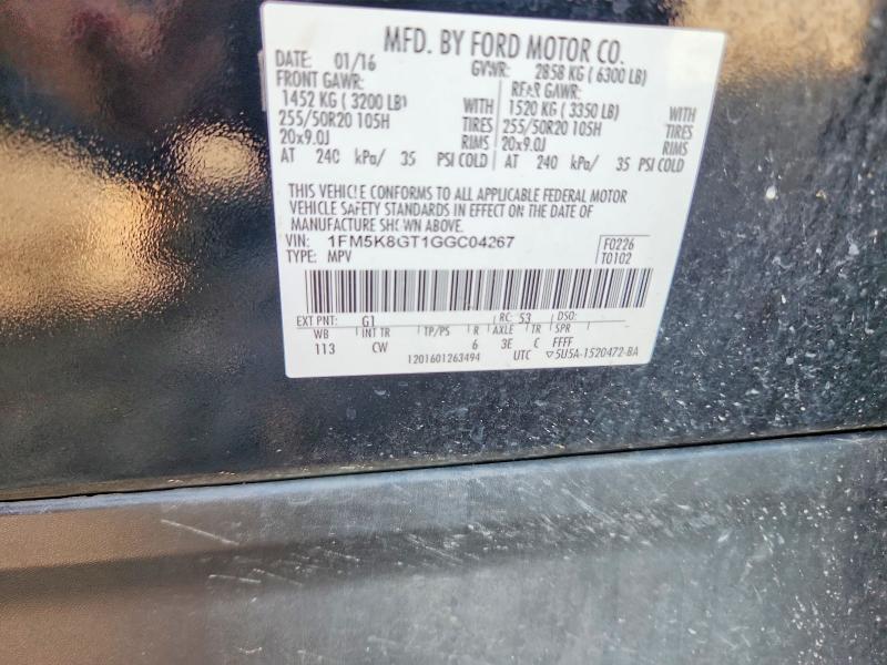 Продаж на аукціоні авто 2016 Ford Explorer, vin: 1FM5K8GT1GGC04267, номер лоту: 67024566