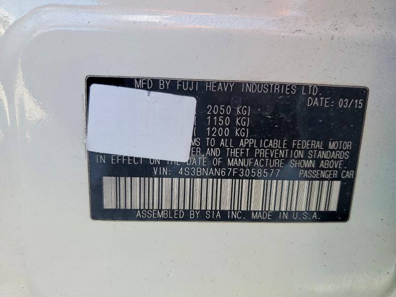 64801656 :رقم المزاد ، 4S3BNAN67F3058577 vin ، 2015 Subaru Legacy مزاد بيع