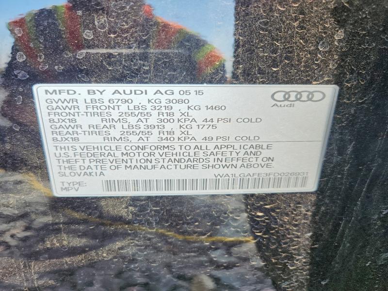 64796856 :رقم المزاد ، WA1LGAFE3FD026931 vin ، 2015 Audi Q7 مزاد بيع